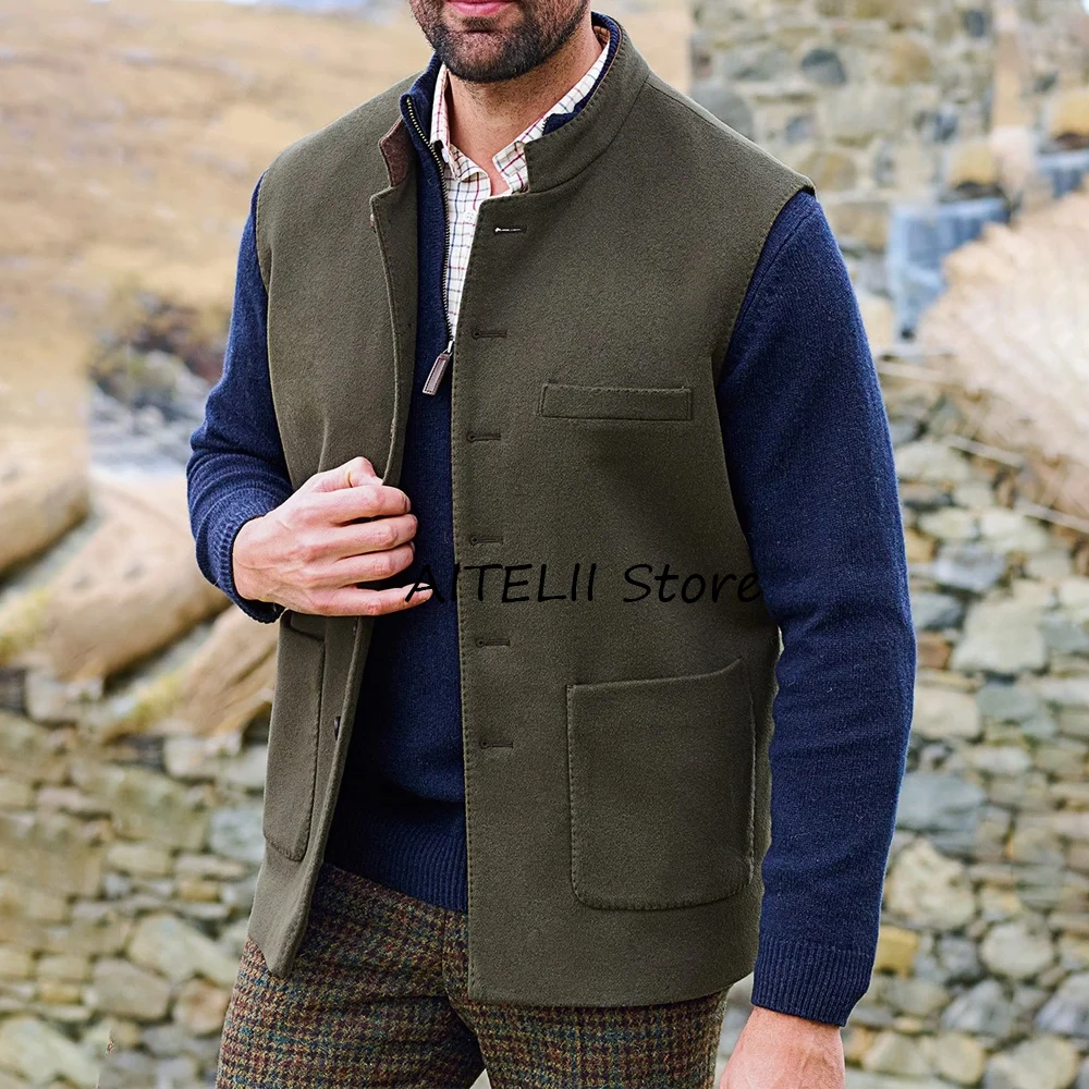 

Рабочие жилеты Мужской шерстяной жилет без рукавов для мужчин Костюм для девочек Мужской жилет Элегантный повседневный рабочий классический роскошный жилет
