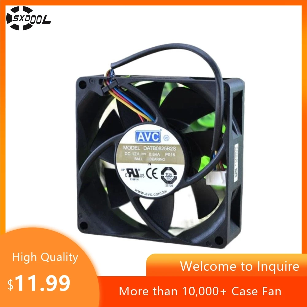 Ventilador de alta velocidad de 80 mm para AVC 8025 12V 0.84A Ventilador PWM de 4 cables DATB0825B2S, refrigeración de alto rendimiento para servidores y sistemas eléctricos