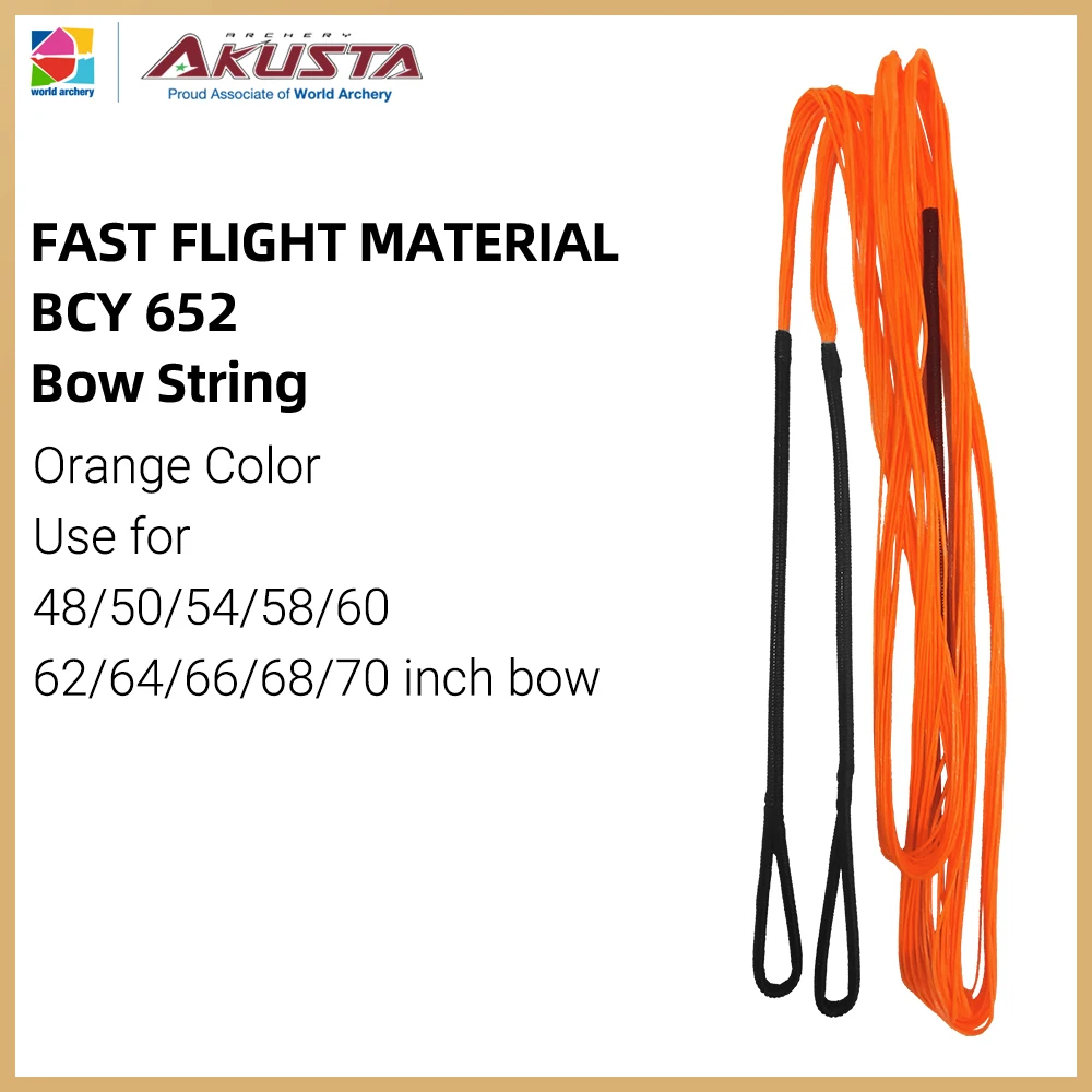 Akusta Recurve Bow String Fast Flight Material BCY 652 16 Strands Orange Use For 48-70 Inch Bow