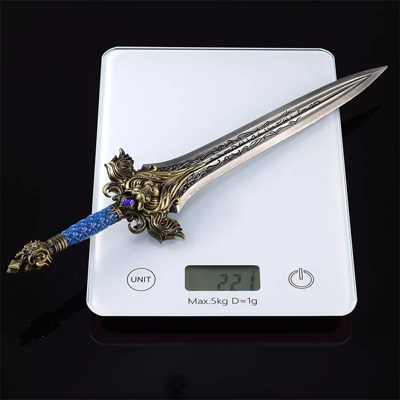 30cm figura de ação warcraft llane wrynn rei espada 11.81 polegada cabeça de leão espada, figura de metal modelo frostmourne coleções presentes