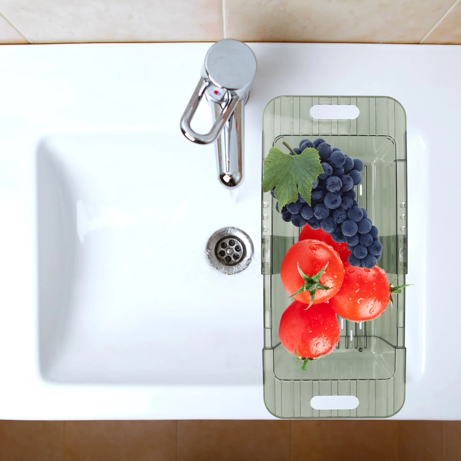 

Plastic Sink Drain Basket Vegetable Fruit Washing Strainer Kitchen Retractable Non Deform Smooth Edge Sink Strainer