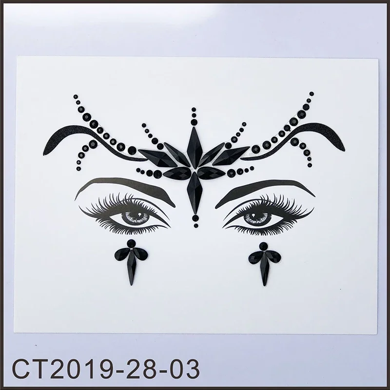 3D Sexy Face Tattoo Stickers Face Decoration Temporary Tattoo Glitter Fake Tattoo Rhinestones Woman Party Face Eyes Jewels Tatoo