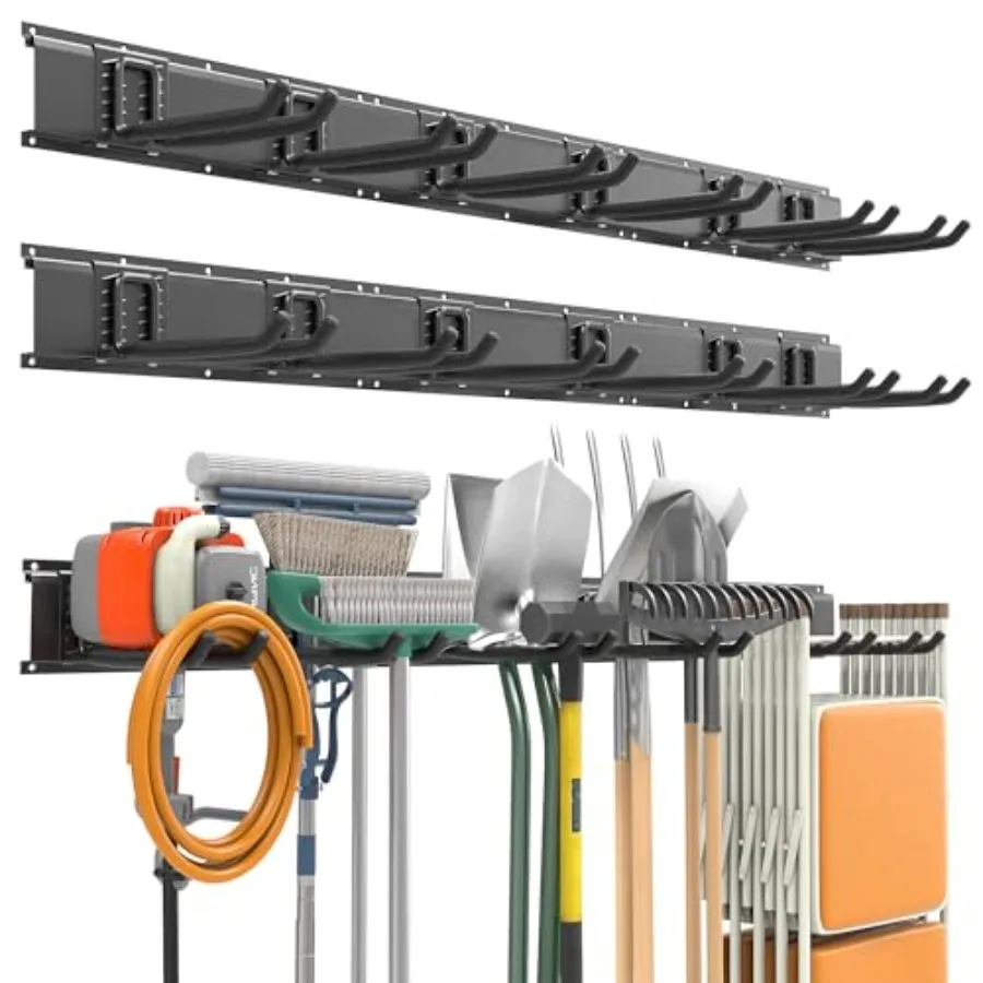 

Настенный органайзер для хранения инструментов в гараже, садовая стойка для инструментов, сверхпрочные складные крючки для стульев с 12 регулируемыми крючками