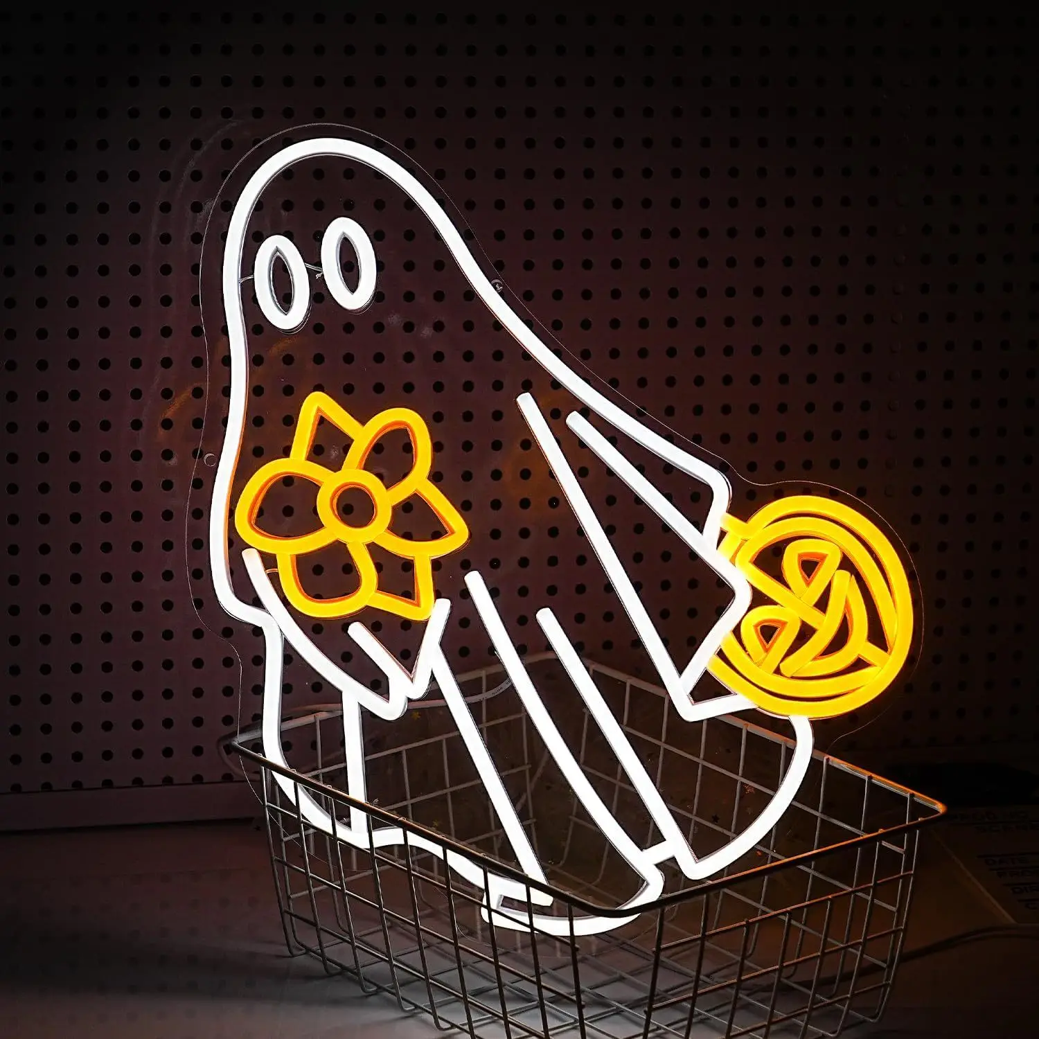 Flower Ghost Neon Light Dimmable Wall Light Loft Apartment Wall Decor Halloween Gift Shop Indoor LED Hanging Atmosphere Lamp