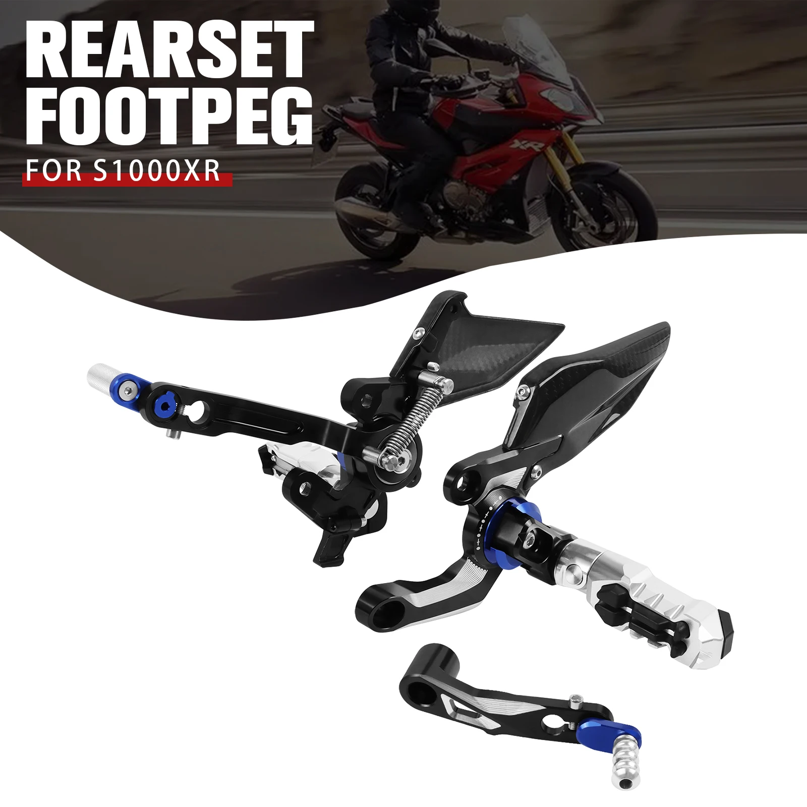 Motorcycle Heel Wing Adjustable Rearset Footrest For BMW S1000XR S1000 XR S 1000 XR 2019-2024 Foot Pegs Pedals Rear Sets Footpeg