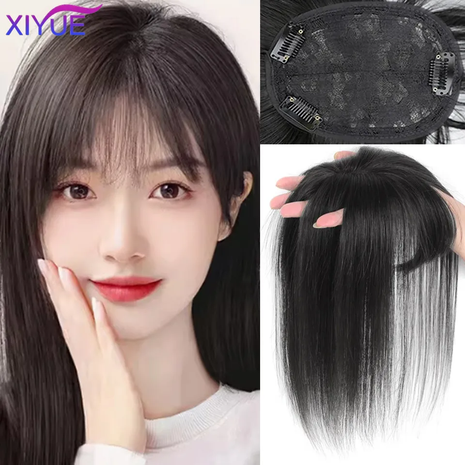 XIYUE 3D Air Bangs Women's Wig with Synthetic Fluffy Natural Hair Patch on the Top of the Head