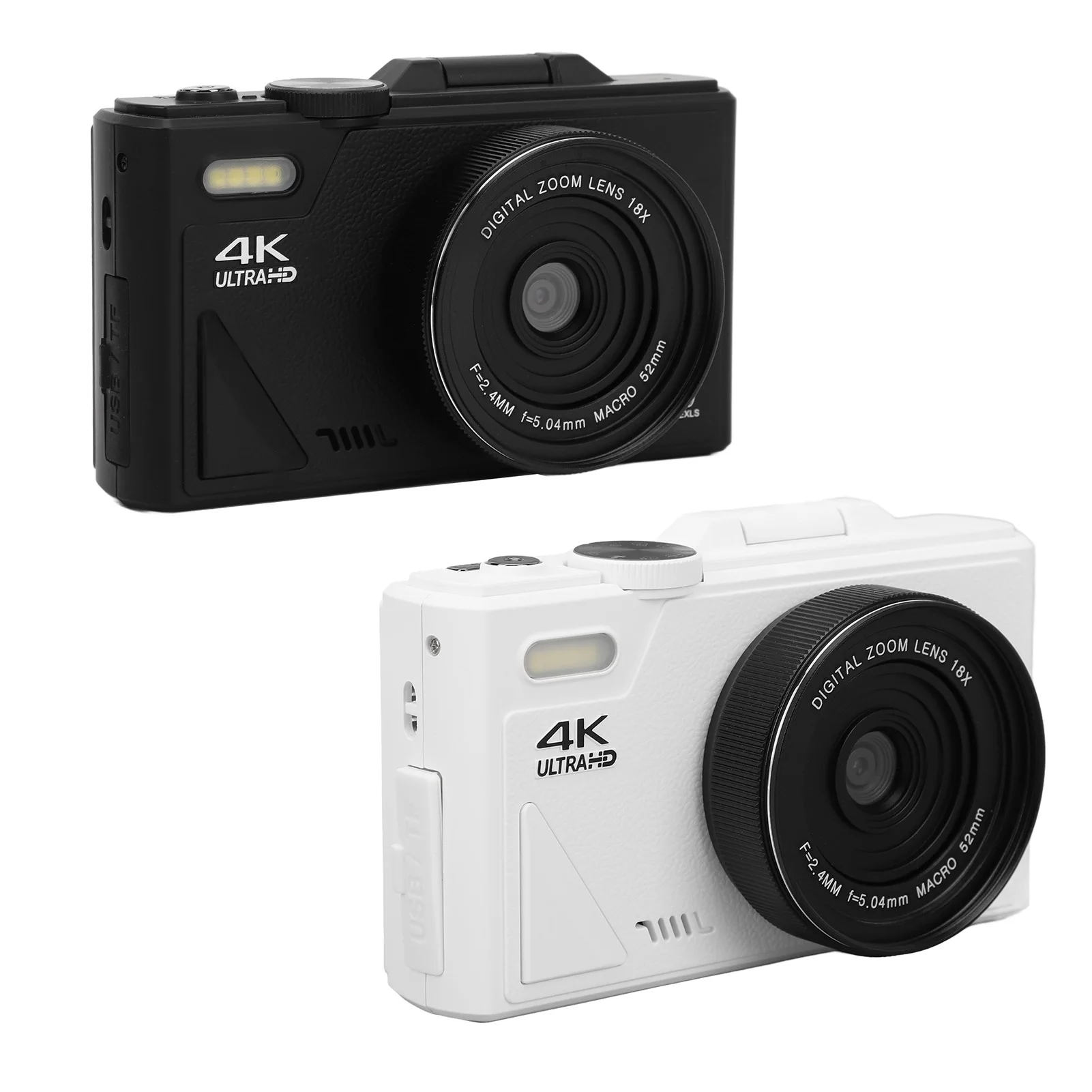 5K Compact Camera 75MP UHD 18X Zoom Autofocus Retro Compact Digital Camera with 3 Inch Flip Screen for Travel Photography