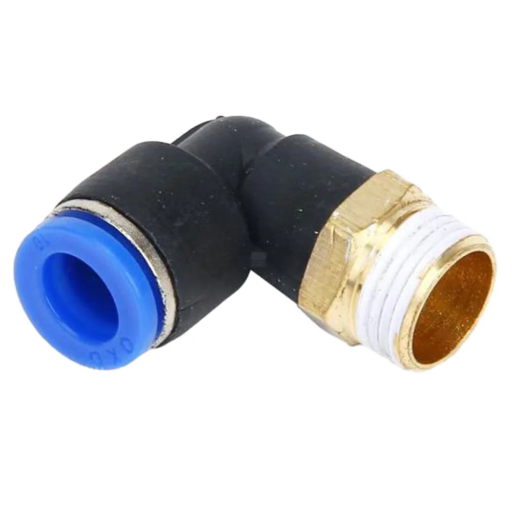 10PCS 6mm Push Fit L Bend Pneumatic Fitting with 1/4 Inch and 1/8 Inch MNPT Male Threads for Workshop and Factory Use