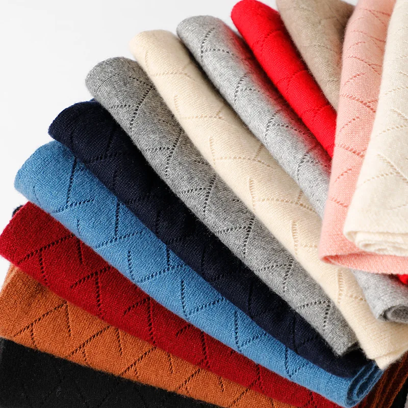 

Fashion Warm Knitted Imitation Cashmere Scarf Hollowed Out Soft Women's Scarves Winter Elegant Classic Minimalist Muffler Female