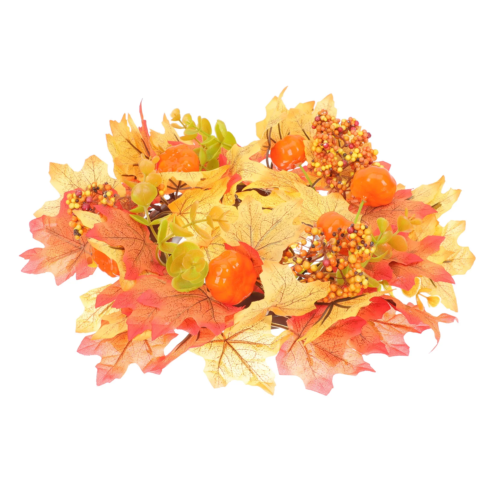 

Pumpkin Maple Leaf Wreath Halloween Decor Artificial Front Door Holder Ornament Party Festival Garland Tabletop