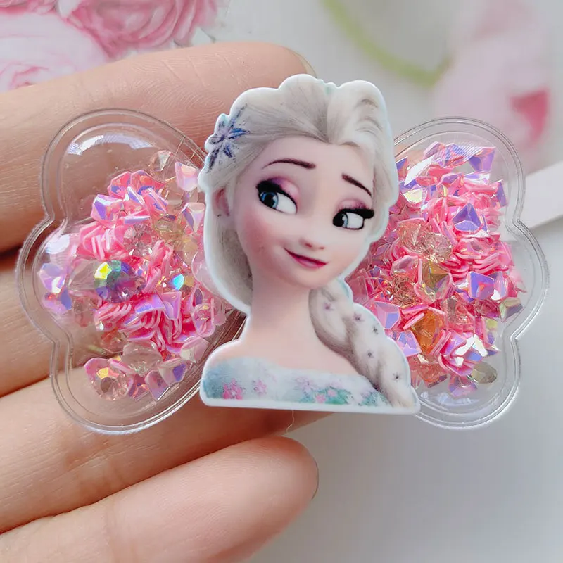 Horquilla de princesa Frozen de Disney, figuras de Anime Elsa, horquilla de juguete para niños, pinza para el pelo Kawaii para niñas, accesorios