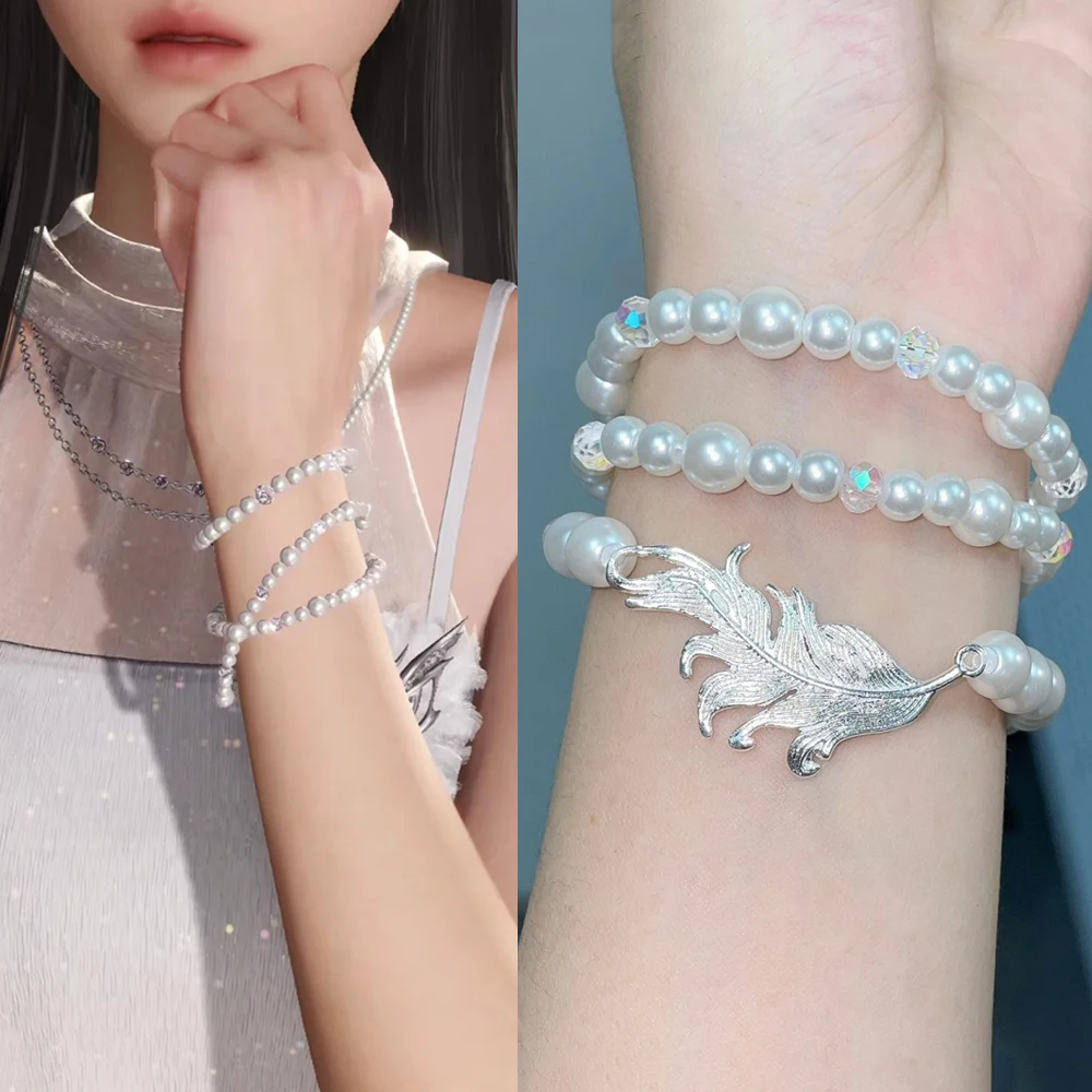 Game Love And Deepspace Xavier Cosplay Bracelet Pearl Bead Bangle Sweet Girls Fashion Jewelry Hand Chain Xmas Accessories