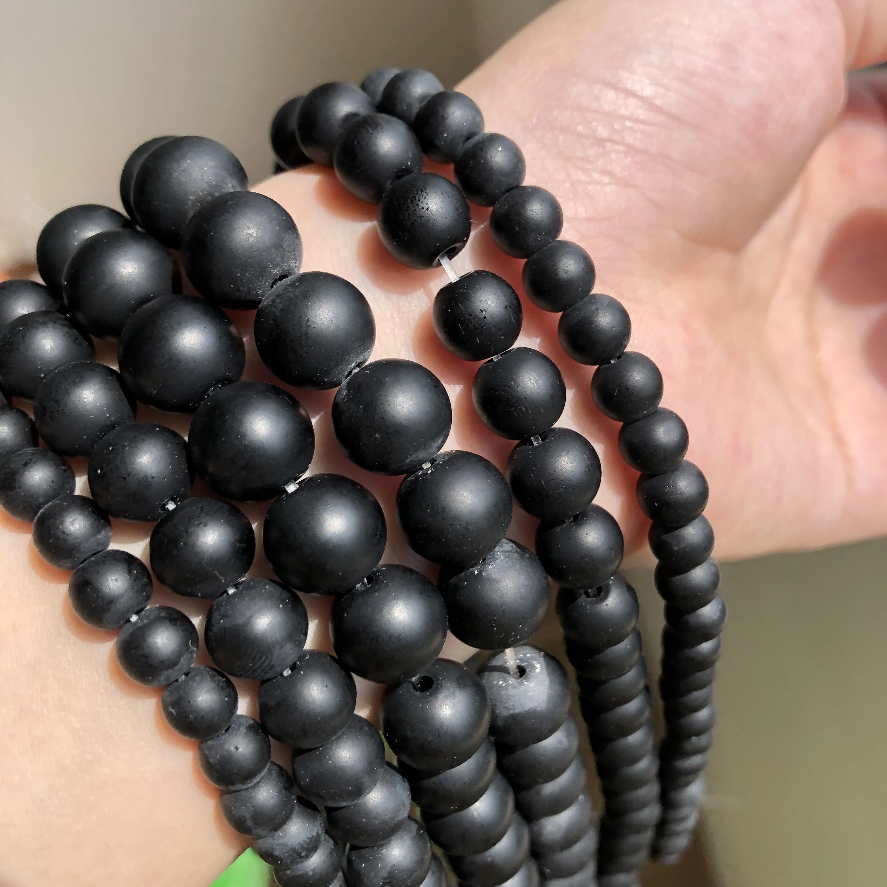 4 6 8 10 12mm AAA Natural Stone Black Dull Polish Matte Agates Onyx Frost Round Loose Bead For Jewelry Making DIY Bracelet