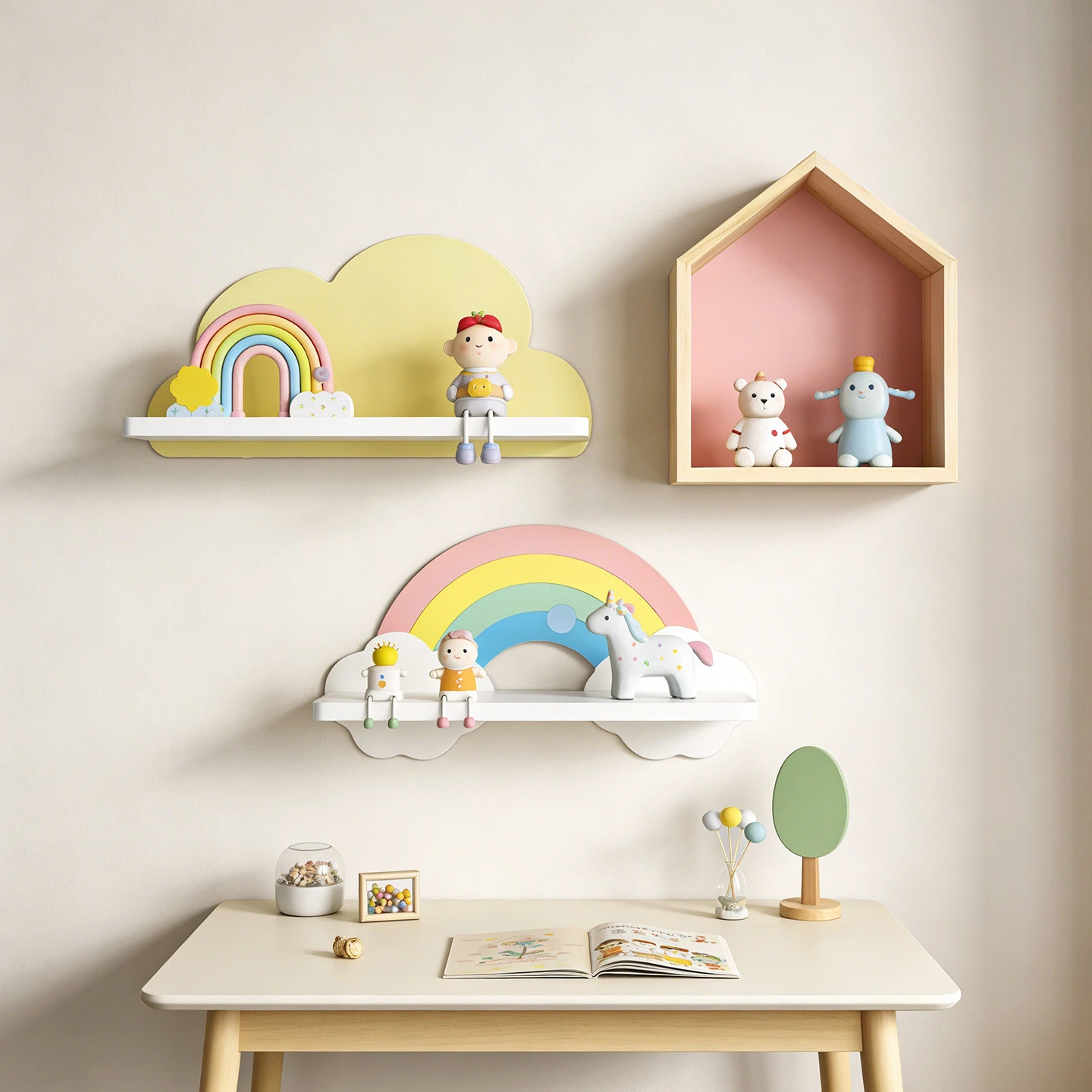 Cute Cloud Shaped Solid Wood F - огляд і ціна Baby Nursery Shelves