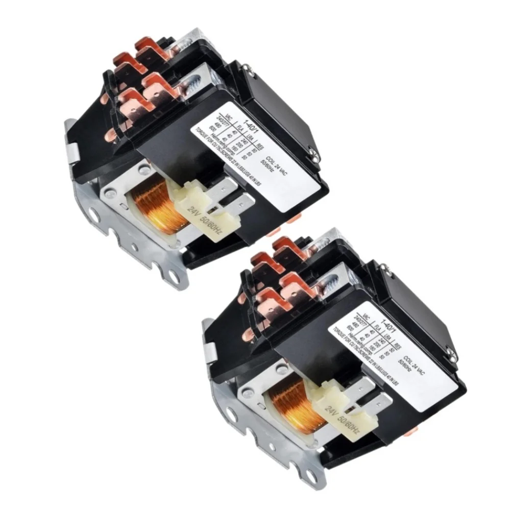 2PCS 40A 1 Pole AC Contactor 24VAC Coil For Air Conditioner Condenser Compressor HVAC Replacement Part