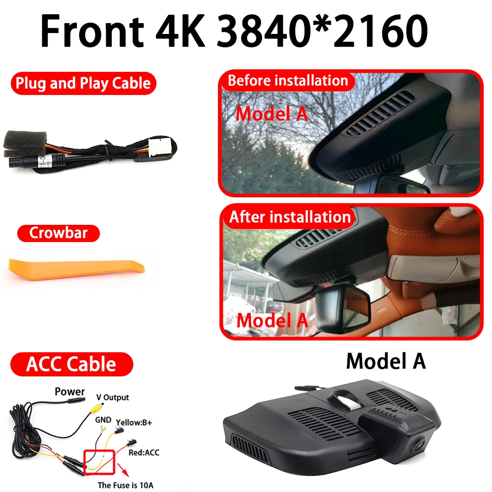 Voor Mercedes Benz V-Klasse EQV e Vito Valente Metris V260 V220 V250 W447 4K 2160P voor- en achtercamera dashcam Wifi Plug and Play