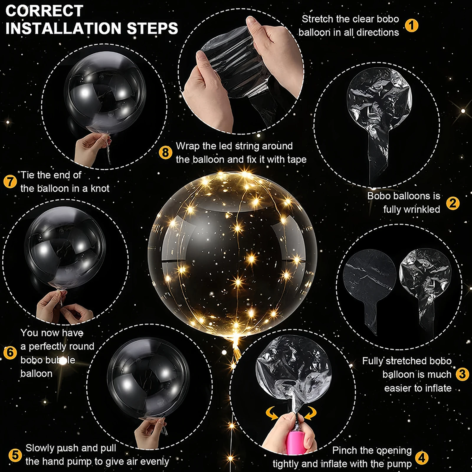 Bubble ball, popular floating party decoration transparent balloon, glowing balloon for birthday and wedding scene decorations.