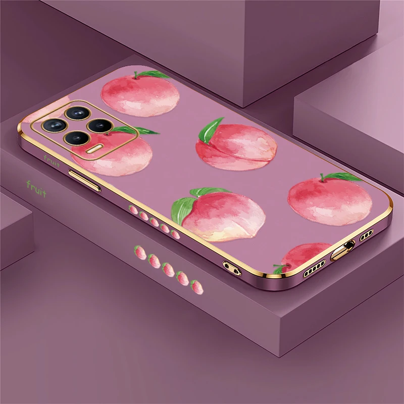 حافظة هاتف ناعمة مقاومة للصدمات لهاتف OPPO Realme 8 Pro 8i 7i 6i 7 5G 6 Pro 5 5i 5s غطاء من السيليكون المطلي بالفاكهة والخوخ #1