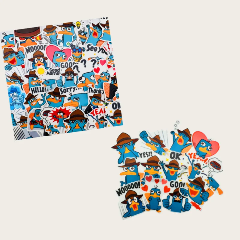 オリジナル 35 個ホワイトマット/半透明和紙 2 セットペリーザカモノハシステッカーフィニアスとファーブジャーナルデカール DIY おもちゃ