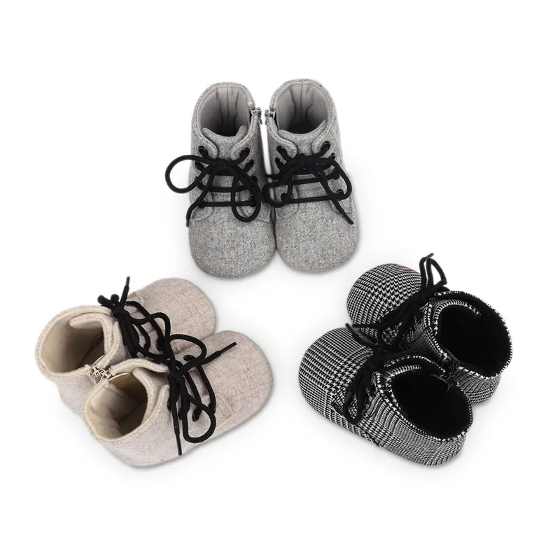 

SUNSIOM Newborn Girls Winter Boots Solid Color/Houndstooth Print Ankle Boots Warm Baby Walking Shoes for Toddler Infant