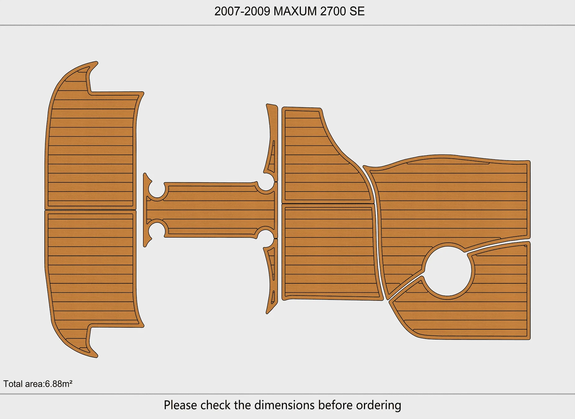 Anti-Skid EVA Faux Teak Self-Adhesive 6mm Boat Decking Pad for 2007-2009 Maxum 2700 SE Yacht Cockpit Durable Marine Floor - view 2