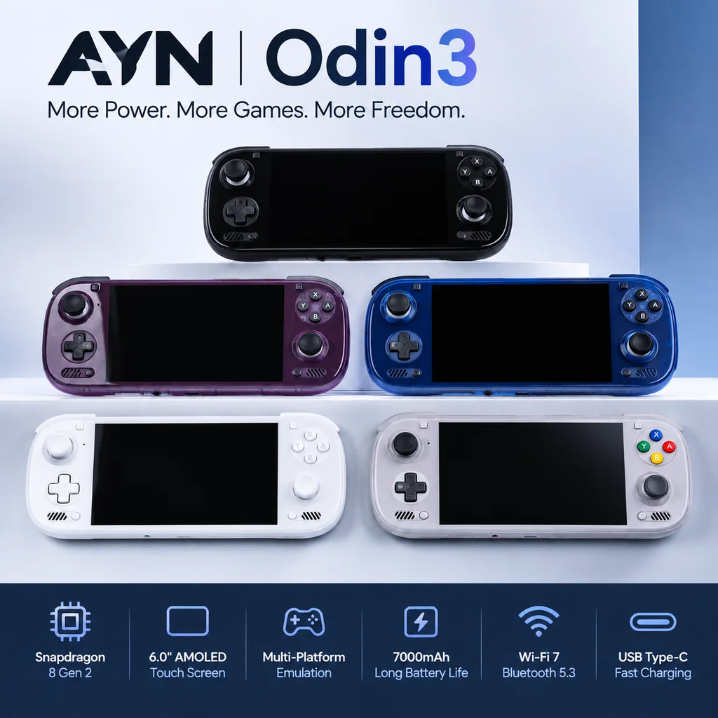 In Stock AYN Odin3 Handheld Game Players Qualcomm 8 Elite 6inche AMOLED 120Hz 8000mAh Game Console Hall Joystick 8000mAh Android