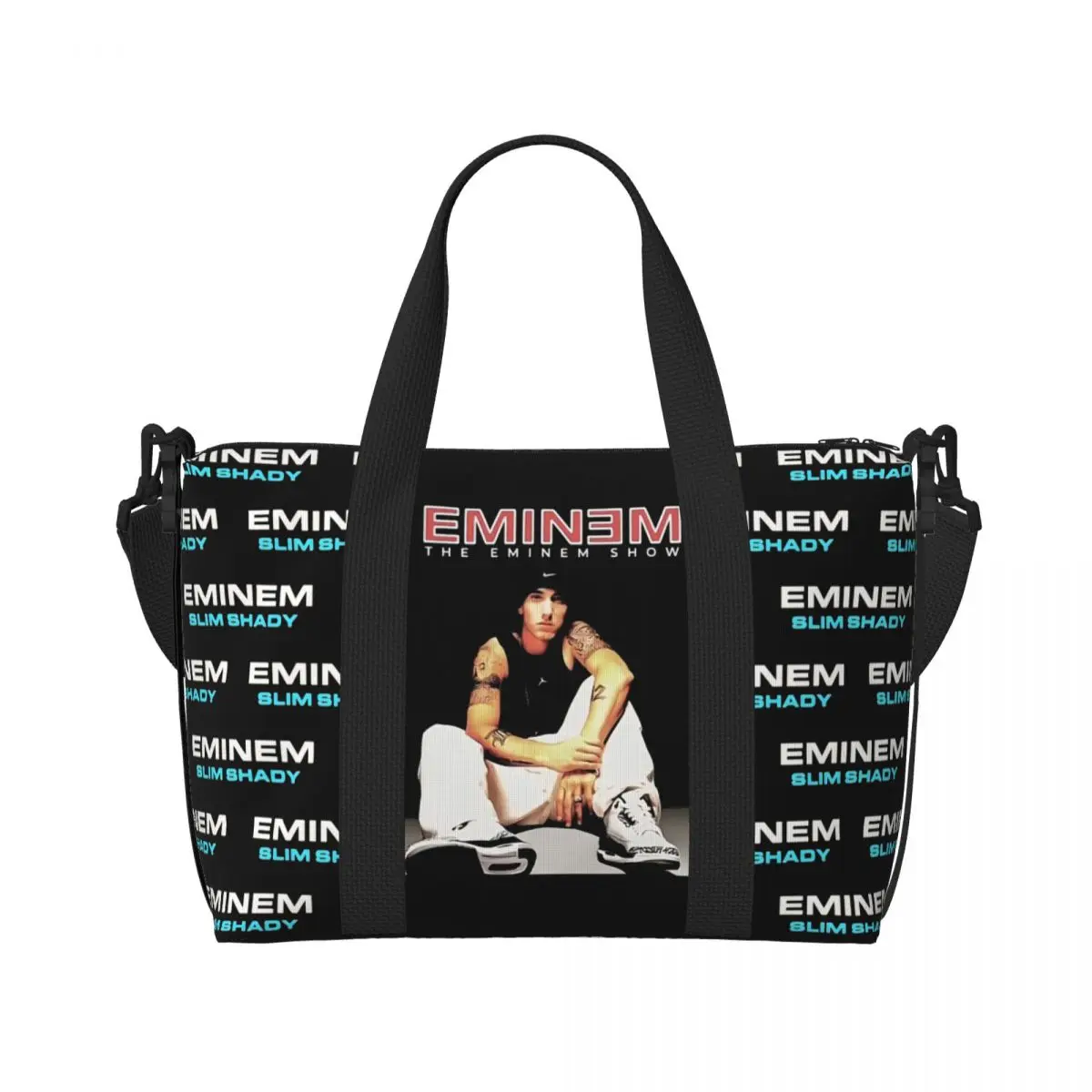 Custom Eminems Beach Tote Bag Women American Pop Music Hip Hop Rapper Big Compartment Gym Beach Travel Bags