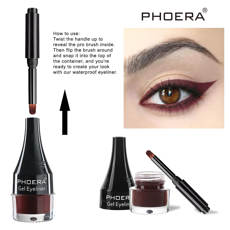 PHOERA 10 Colors Eyeliner Cream Waterproof Long-lasting Gel Eyeliner Eye Makeup Tools With Brush Set Women Beauty Cosmetics