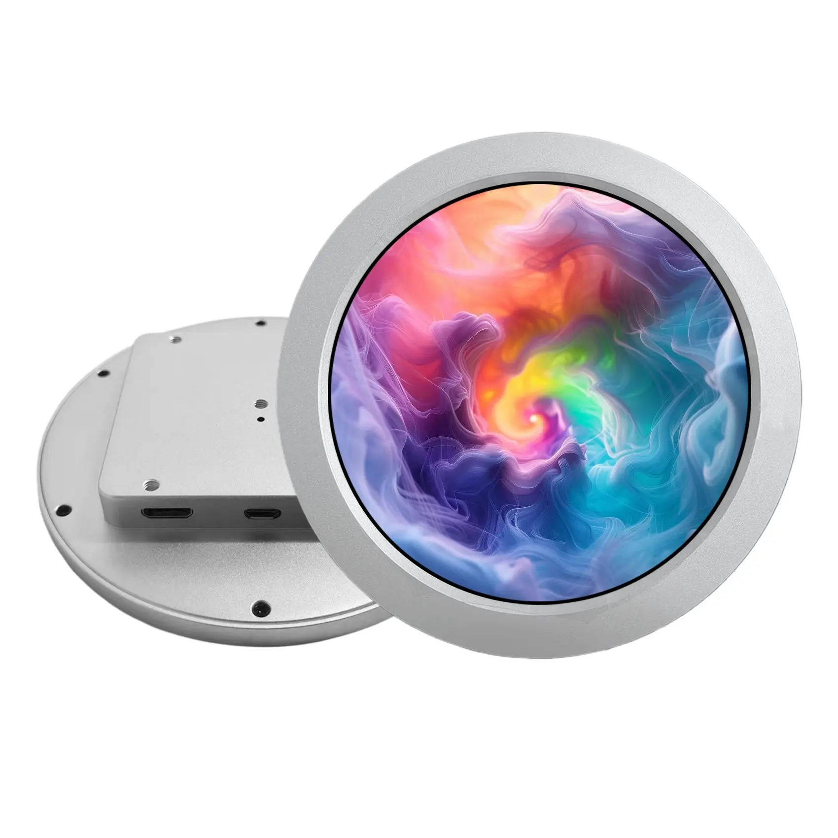 Round LCD 3.4inch 4inch Circular LCD Monitor With Black Silver Case