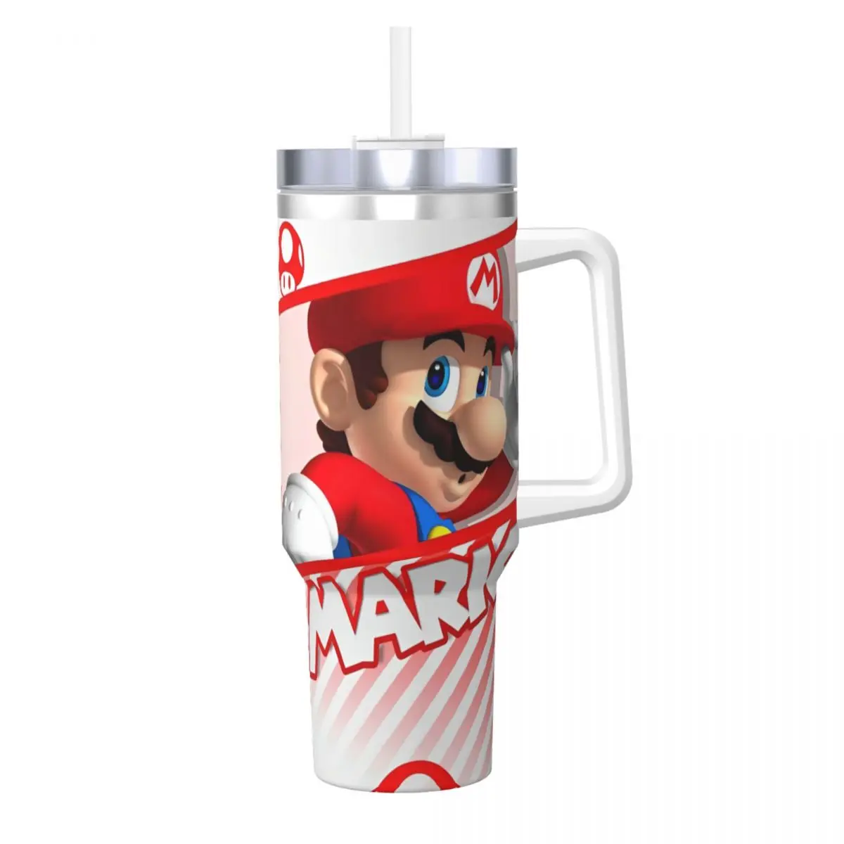 Super Cartoon M-Marios Printed Stainless Steel Tumbler Travel Coffee Mug With Straws and Lid 40oz Car Mugs Drinks Water Bottle