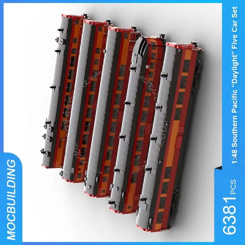 

MOC Building Blocks 1:48 Scale Southern Pacific “Daylight” Five Car Set Train Model DIY Assemble Bricks Toys Gifts 6381PCS