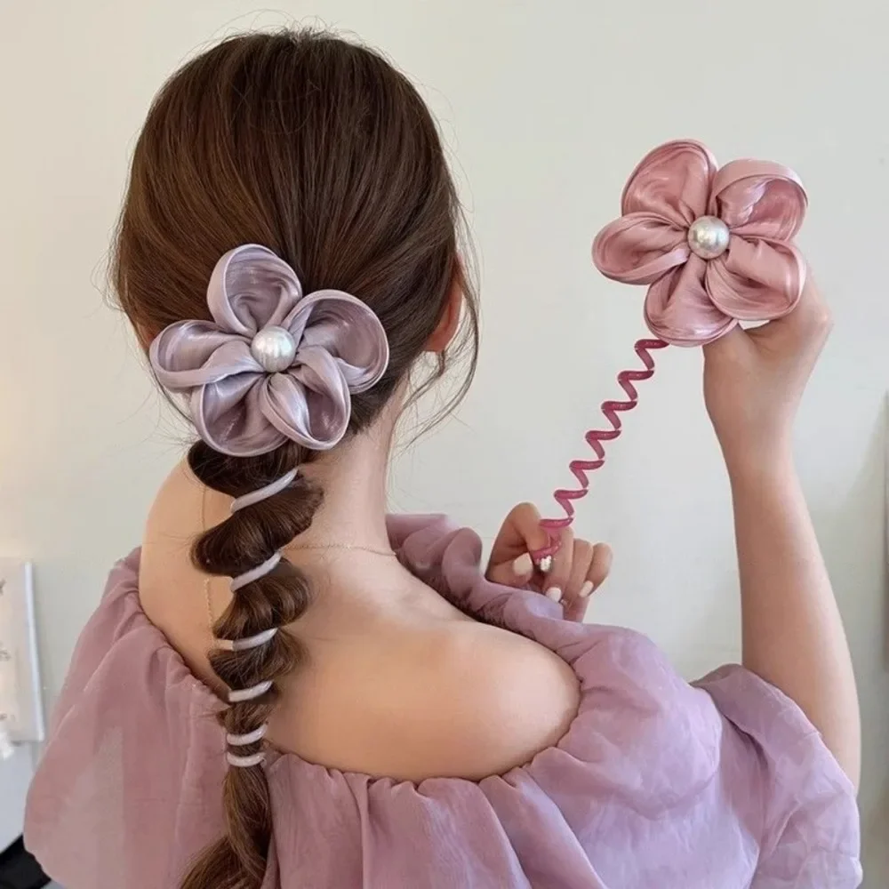 Summer Atmosphere, Flower Tied Ponytail, Straight Telephone Line, Hair Loop, Women's New High-end Hair Styling Tool