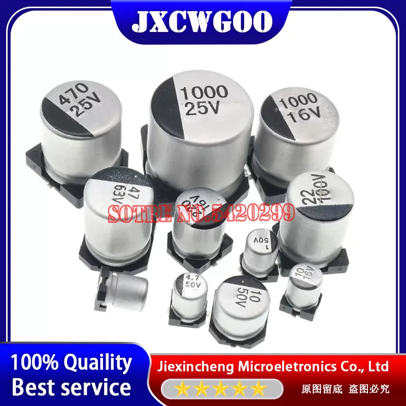 10PCS 1UF 4.7UF 10UF 47UF 100UF 470UF 680UF 1000UF SMD Electrolytic Capacitor Aluminum 6.3V 10V 16V 25V 35V 50V 63V 100V 400V