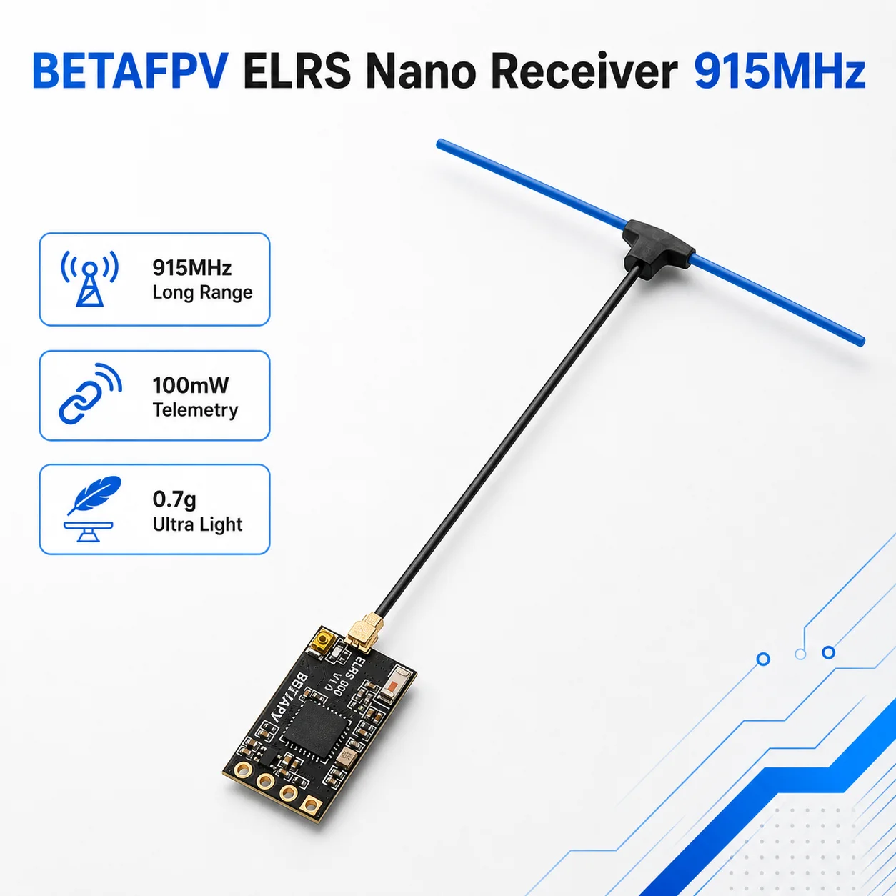 BETAFPV ELRS Nano-Empfänger 2,4GHz 915MHz Hochempfindlicher ExpressLRS Langstrecken-RX für FPV-Renndrohnen und Filmaufnahmen Neuer RX