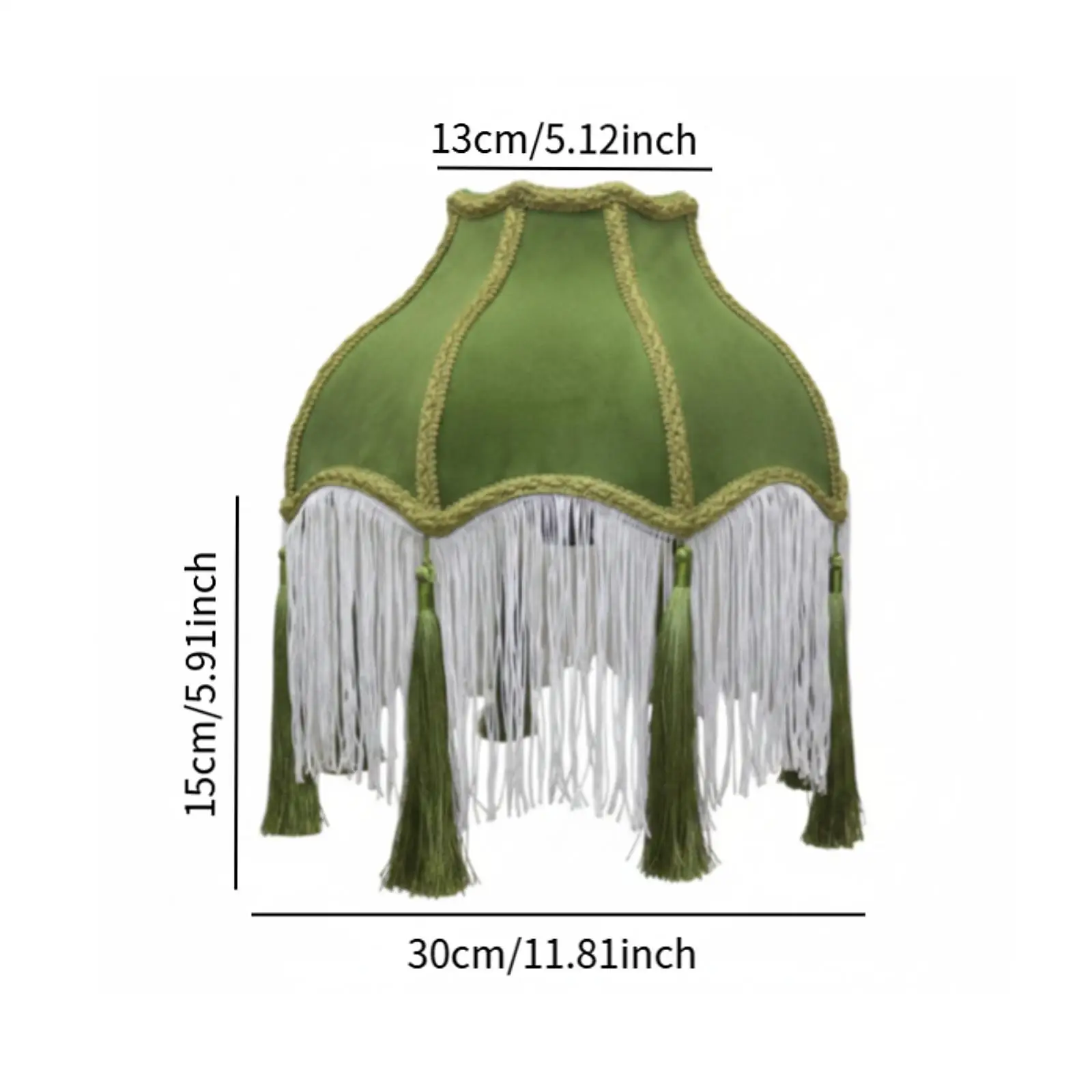 装飾的なベルベットランプシェード、スカラップベルタッセルランプカバー、ヴィンテージスタイル、寝室のテーブルフロアランプe27用