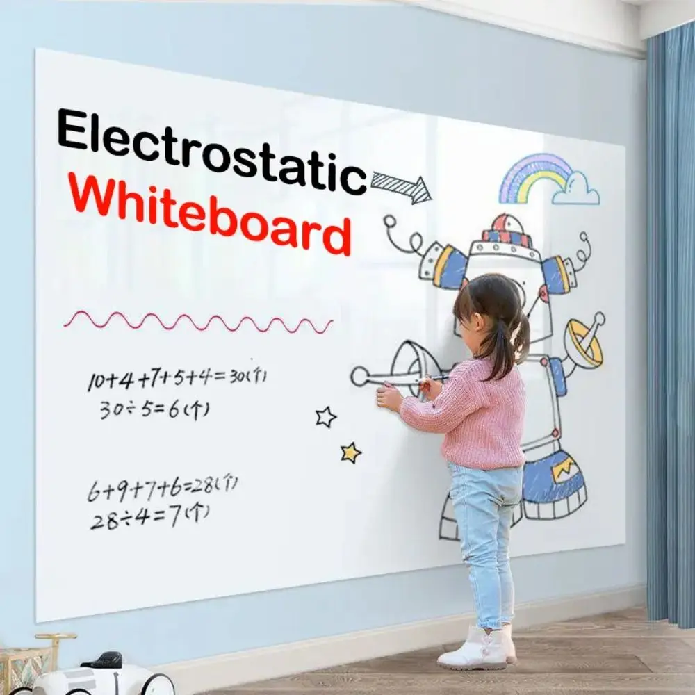 Electrostatic Whiteboard Sticker Reusable PP Teaching Graffiti Drawing Board Removable Household Erasable Whiteboard