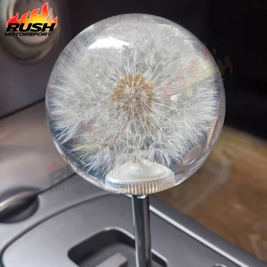 

Universal 65/70MM Racing Crystal Ball Dandelion Real Flowers Gear Shift Knob Head Transparent DIY Modification Car Accessories