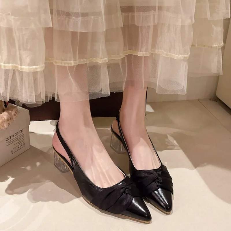 

Женские туфли больших размеров: французская элегантность, остроносые туфли-сабо на тонком высоком каблуке, босоножки для юбок, золотистый цвет