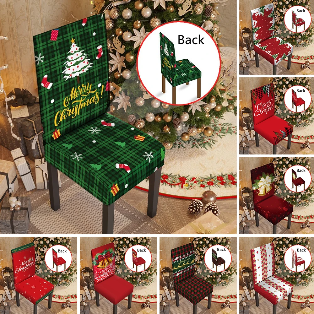 

1PC Christmas Printed Chair Cover Full Package Elastic Chair Cover Christmas Decorative Stretch Chair Cover Funda Silla Navidad