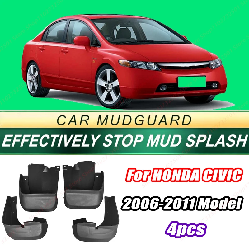 For HONDA CIVIC 2006-2011 Model 4PCS Front Rear Mud Flaps Splash Guards Fender Mudguards Auto Accessories