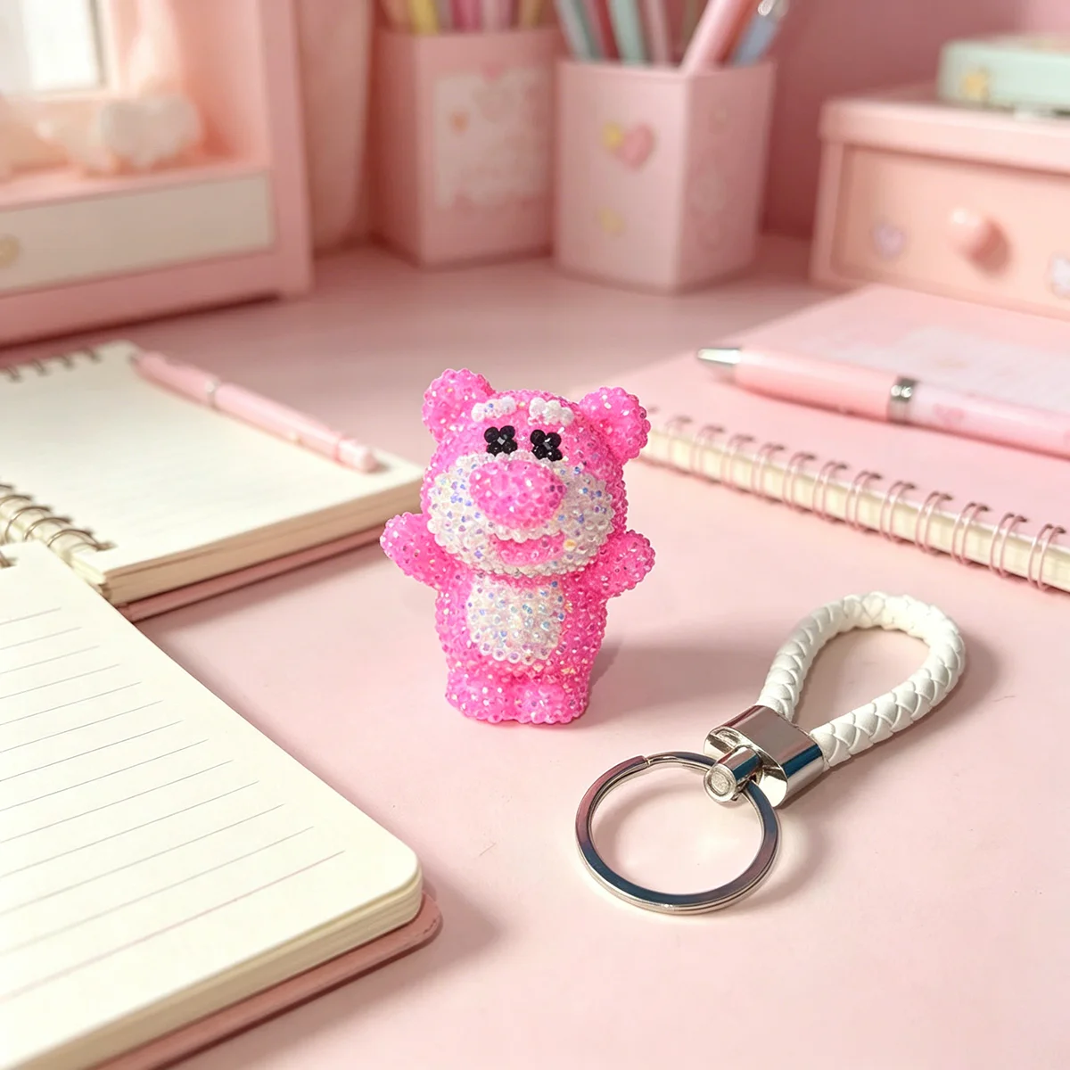 

DIY Diamond Painting Keychain Kit Strawberry Bear Pikachu StellaLou Cartoon Pendant Craft Kits for Adults Kids Handmade Gift