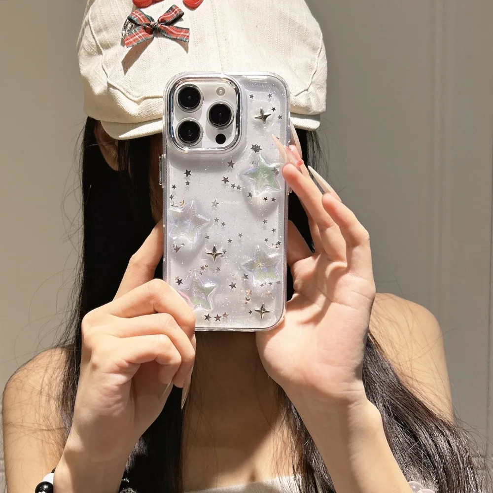 Laserster transparant telefoonhoesje voor iPhone 12-17 Pro Max Plus met draagkoord telefoonbeschermhoes