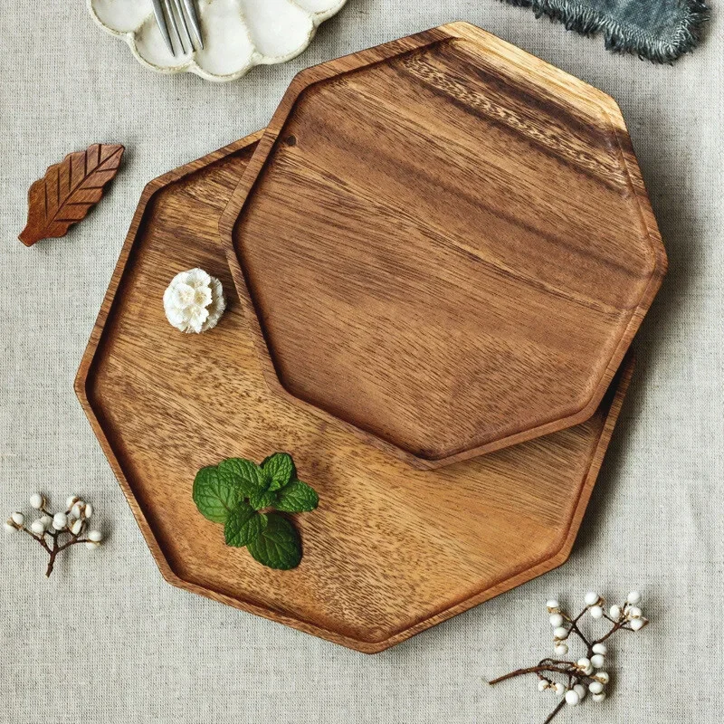 

Decor Wood Dining Tray Vegetable Food Dish Charger Plate Organizer Charcuterie Boards Tableware Coffee Cup Mat for Parties