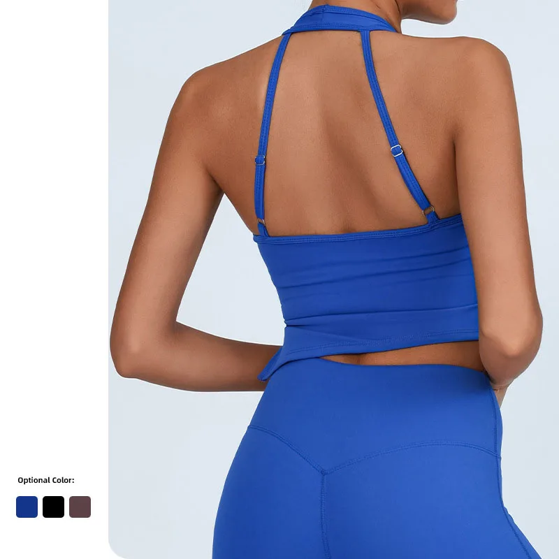 

Yoga Vest For Women - Split Back Quick-Dry Workout Top With Removable Pads, High-Elastic Sports Bra For Running, Gym Wear