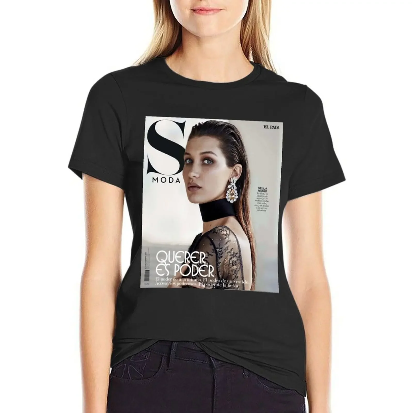 

Bella Hadid S Moda Cover T-Shirt tops korean fashion summer clothes t-shirt dress for Women plus size