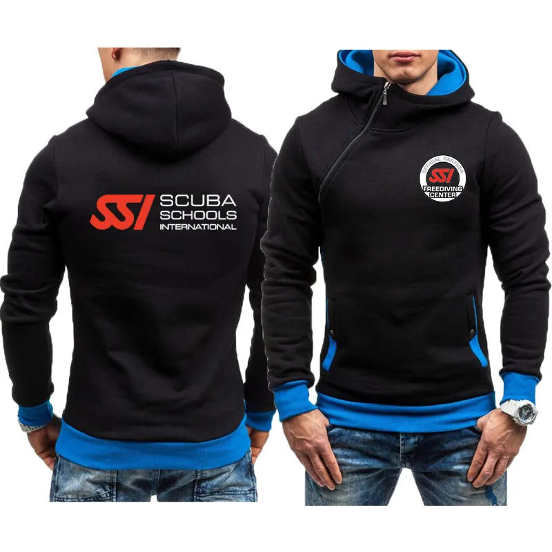 New Scuba Diving Dive SSI Men's New Long Sleeves hoodie Sweatshirts loose Pullover top Hoodie Zip Casual Hooded Sweat Tops