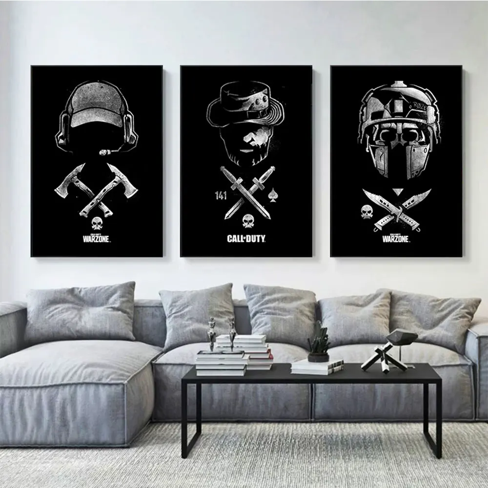 Warzone Black And White Abstract Posters Prints Video Game Call Of Duty Canvas Painting Wall Art Pictures Living Room Home Decor