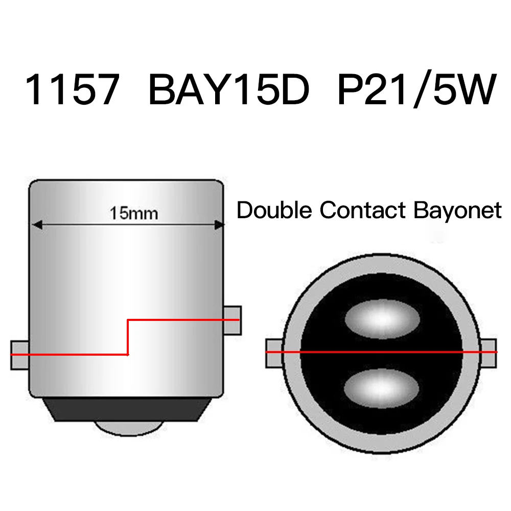 Auto lâmpada de sinal de nevoeiro do carro, luz diurna, Mini LED, R5W, R10W, 1156, P21W, BA15S, P21, 5W, 1157, BAU15S, PY21W, 12V, 2Pcs