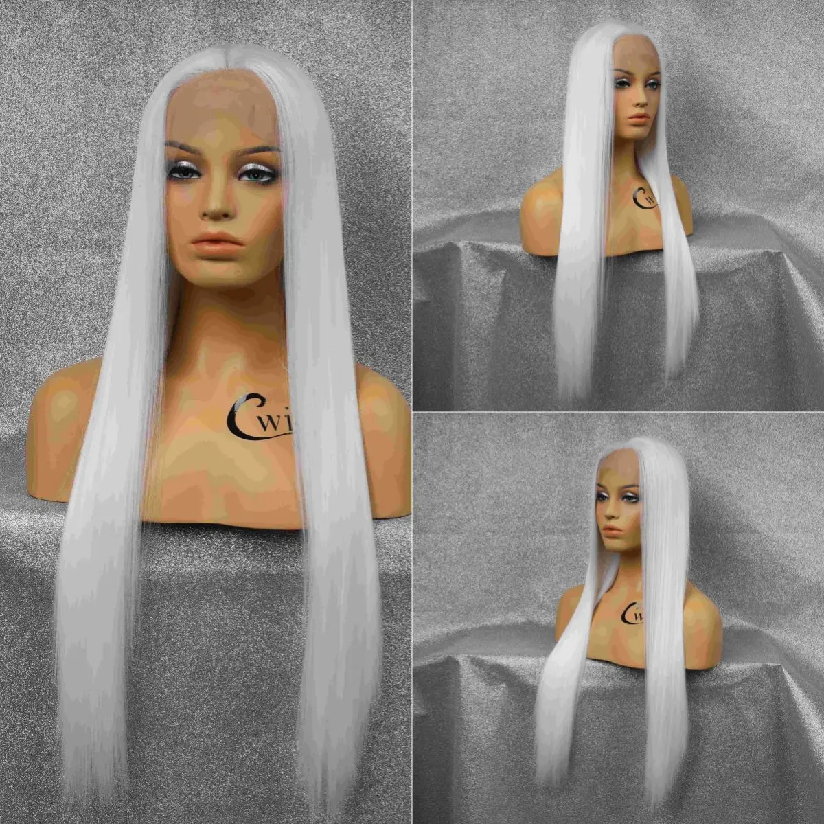 Cwigs Fiber Synthetic White Long Straight Hair Wig And Aomfortable Soft Does Not Fade Heat-resisting Sweet Cosplay Wig