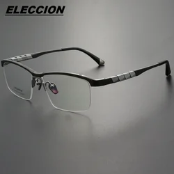 Eleccion Titanium Glasses Frame Women 2024 New Men Semi Rimless Square Optical Eyeglasses Half Optical Frame Eyewear ZT27034